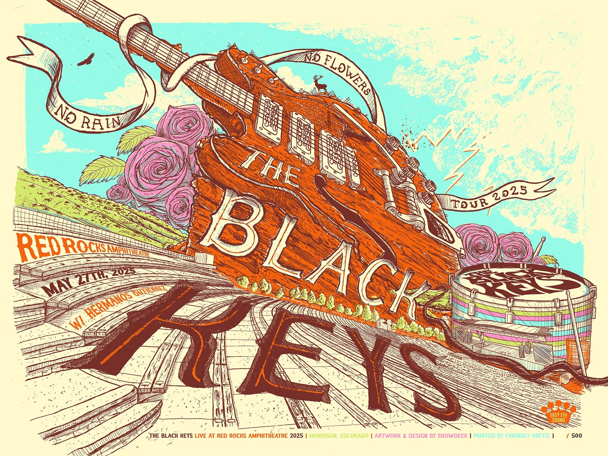 The Black Keys Poster Live at Red Rocks, May 27th, 2025 — SHOWDEER